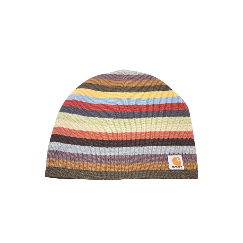 Carhartt Women's Striped Fleece-Lined Knit Beanie Hat Multi-Color WA002